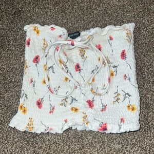 Forever 21 white floral tube top.